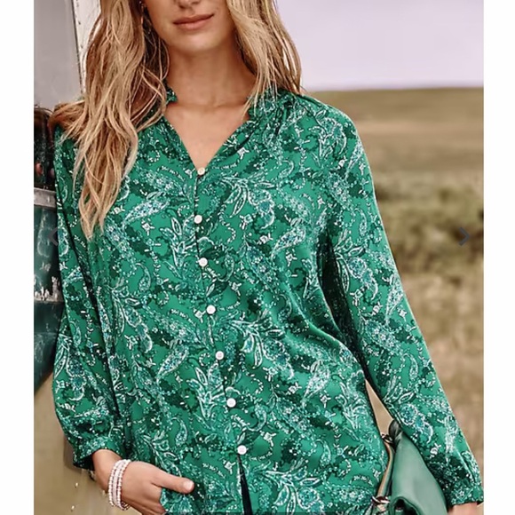 NWT J. Jill Teal Paisley Pullover Blouse SZ S - Picture 10 of 12